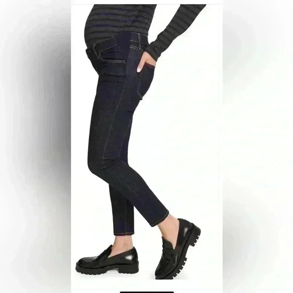 Hatch Slim Maternity Jean Under Belly Slim Leg Color Rinse Dark Wash sz 29. - Picture 4 of 11